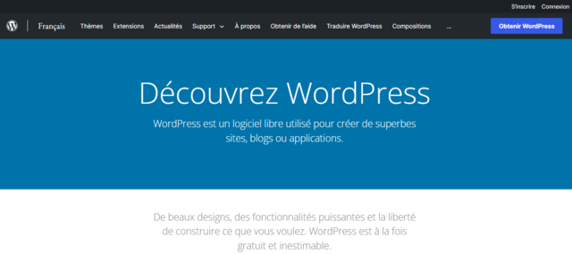 Capture d'écran du site WordPress.org